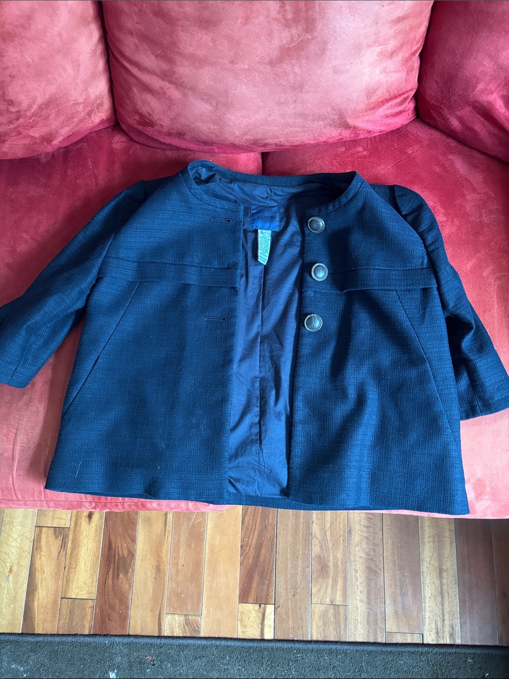 J. Crew women tweed Navy Three-Button Coat
